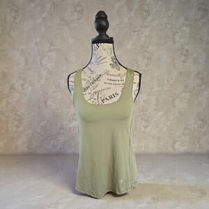 Elegant Sage Green Women's Tank Top With Built In Black Sports Bra